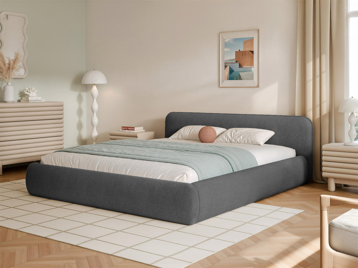 POLSTERBETT Taftan 120x200 cm, Graphit - Graphitfarben, Textil (200/120cm) - Fedve