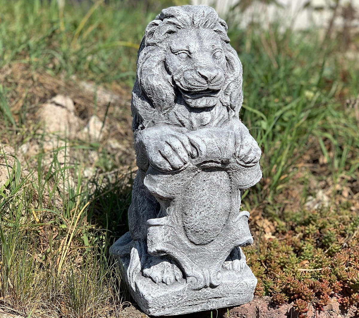 STEINFIGUR Löwe stehend frostfest Steinguss wetterfest - Grau, Stein (16/40/17cm) - stoneandstyle