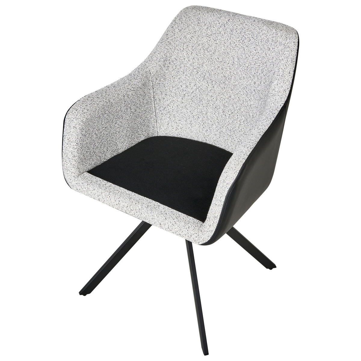 ESSZIMMERSTUHL 2er-Set Schwarz Lithia - Schwarz/Weiß, Textil (58/86/63cm) - Beliani