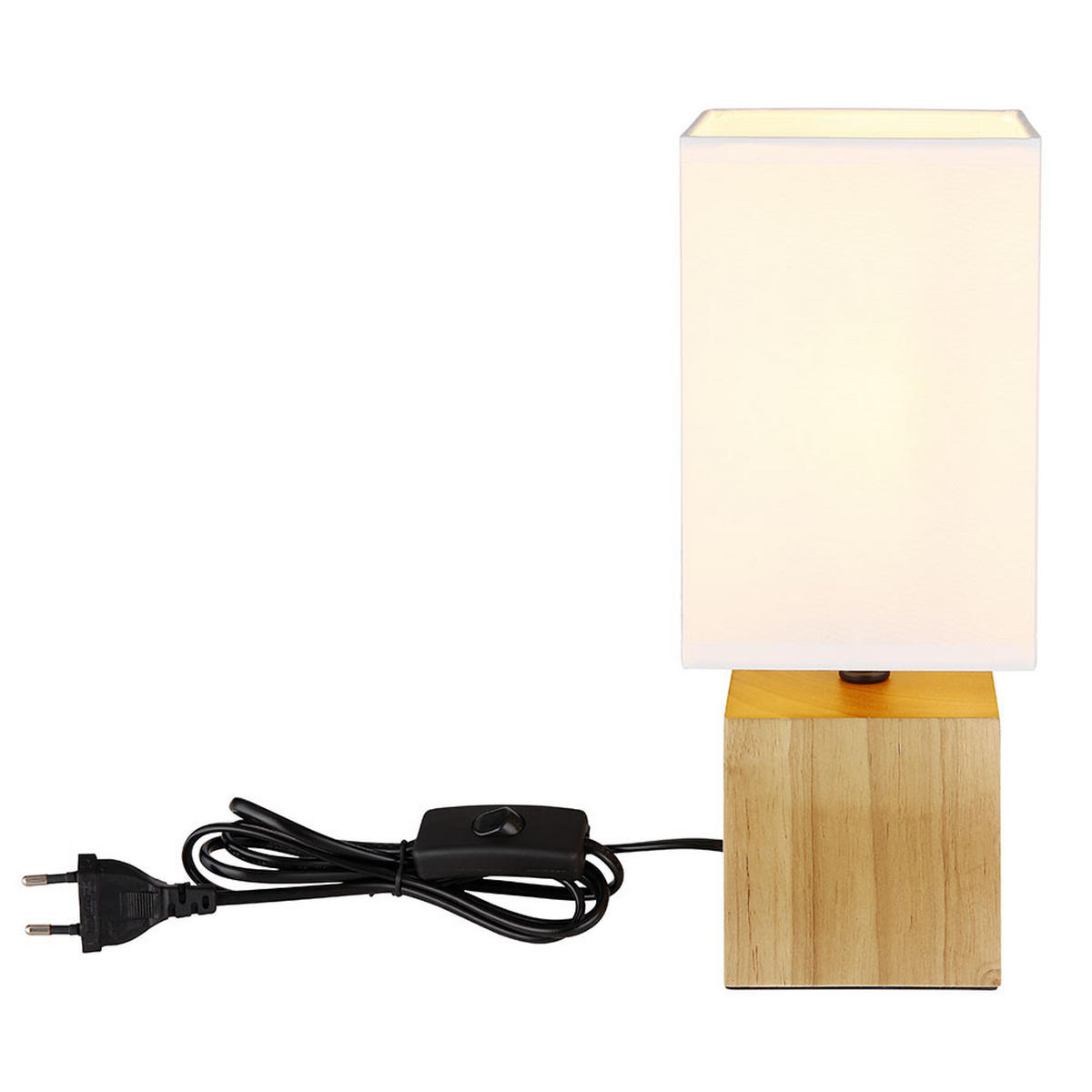 LED TISCHLEUCHTE Valentino Holz Braun Weiß - Braun, Holz (12/12/30cm) - Globo Lighting