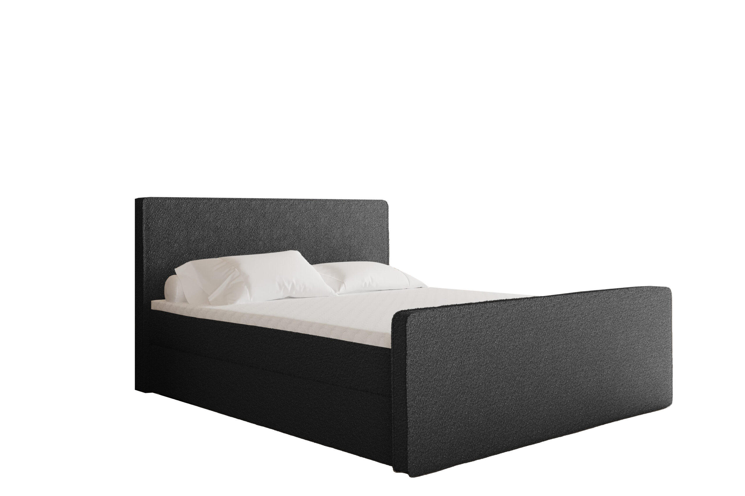 BOXBETT mit Bettkasten Matratze Topper LAGUNE Stoff Loop Graphit 180x200 cm H2-Pocket - Graphitfarben, Holz/Holzwerkstoff (180/200cm) - Kaiser Möbel