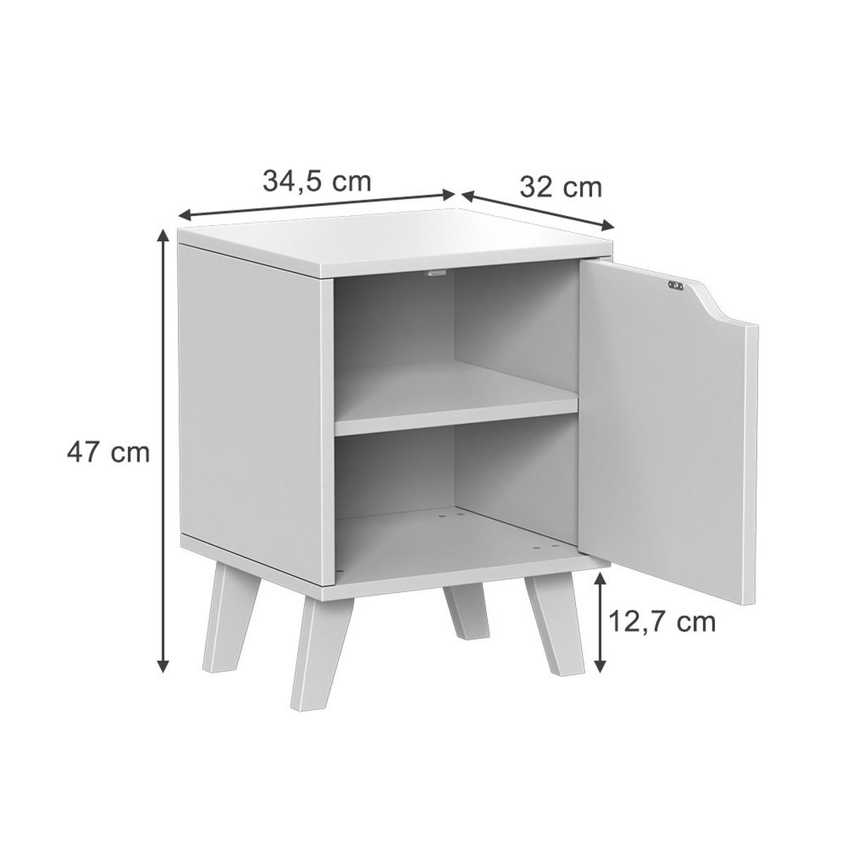 NACHTTISCH Malu Weiß 2er Set - Weiß, Holzwerkstoff (34.5/47/32cm) - Vicco