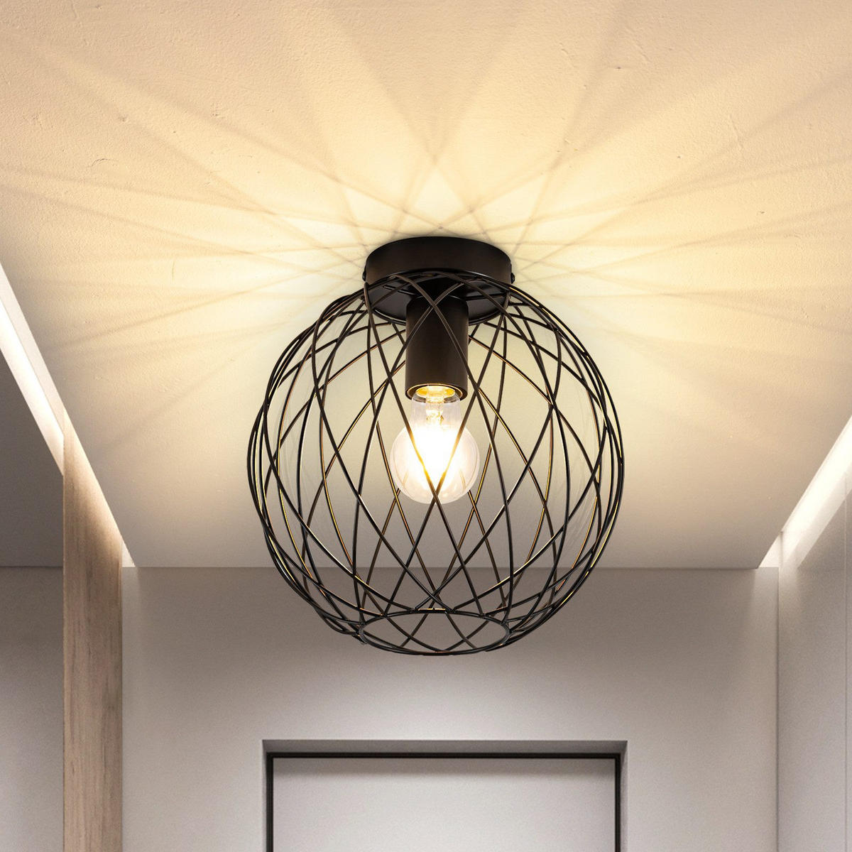 DECKENLEUCHTE Ladd 20/20/19cm - Schwarz, Metall (20/20/19cm) - Nettlife