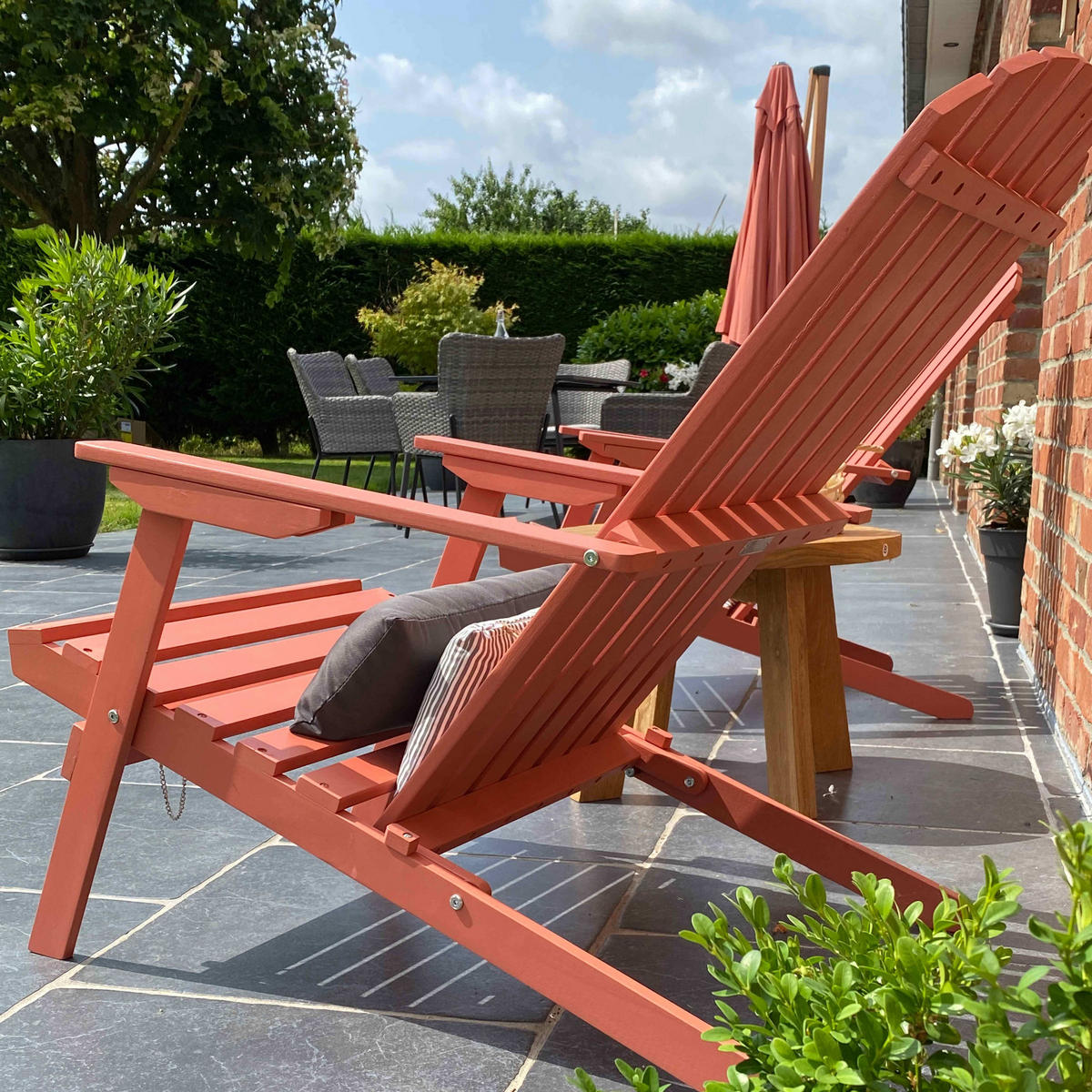 KLAPPSESSEL 2-tlg., Terrakotta - Rot, Holz (84/95/59cm) - Oviala