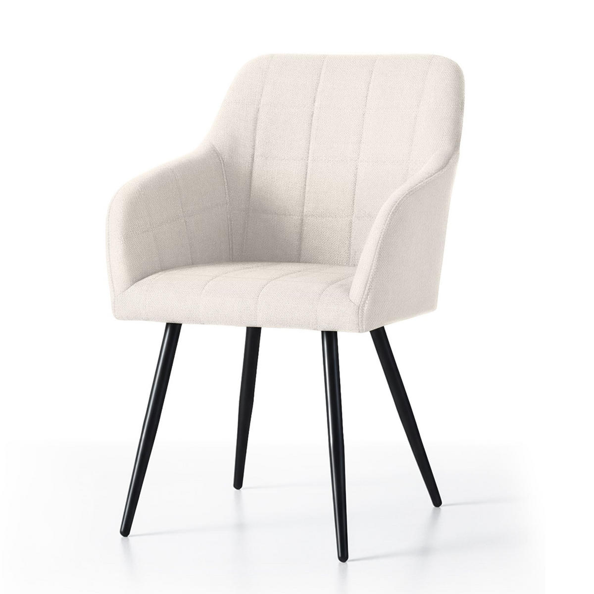 POLSTERSTUHL 4er Set, Metallbeine Creme, Schwarz, X 54/82/58 - Creme/Schwarz, Textil (54/82/58cm) - RAUMHIRSCH FURNITURE