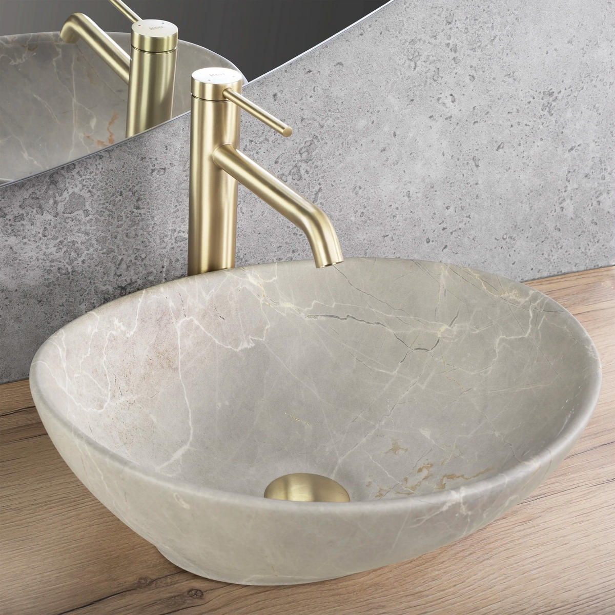 AUFSATZWASCHBECKEN Rea Sofia Beige Matt - Beige, Keramik (34.5/15/41cm) - REA