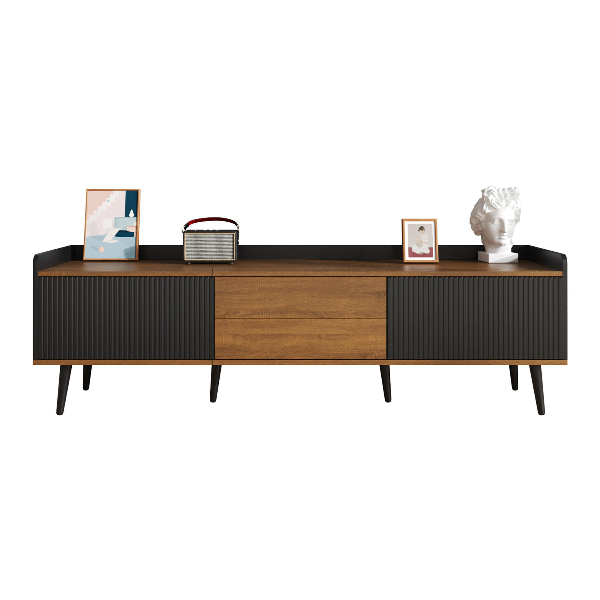 TV-ELEMENT mit Stauraum und 3 Türen, Wohnzimmermöbel, 160 x 39 x 49 cm - Multicolor, Holz (39/49/160cm) - GENKI LIVING