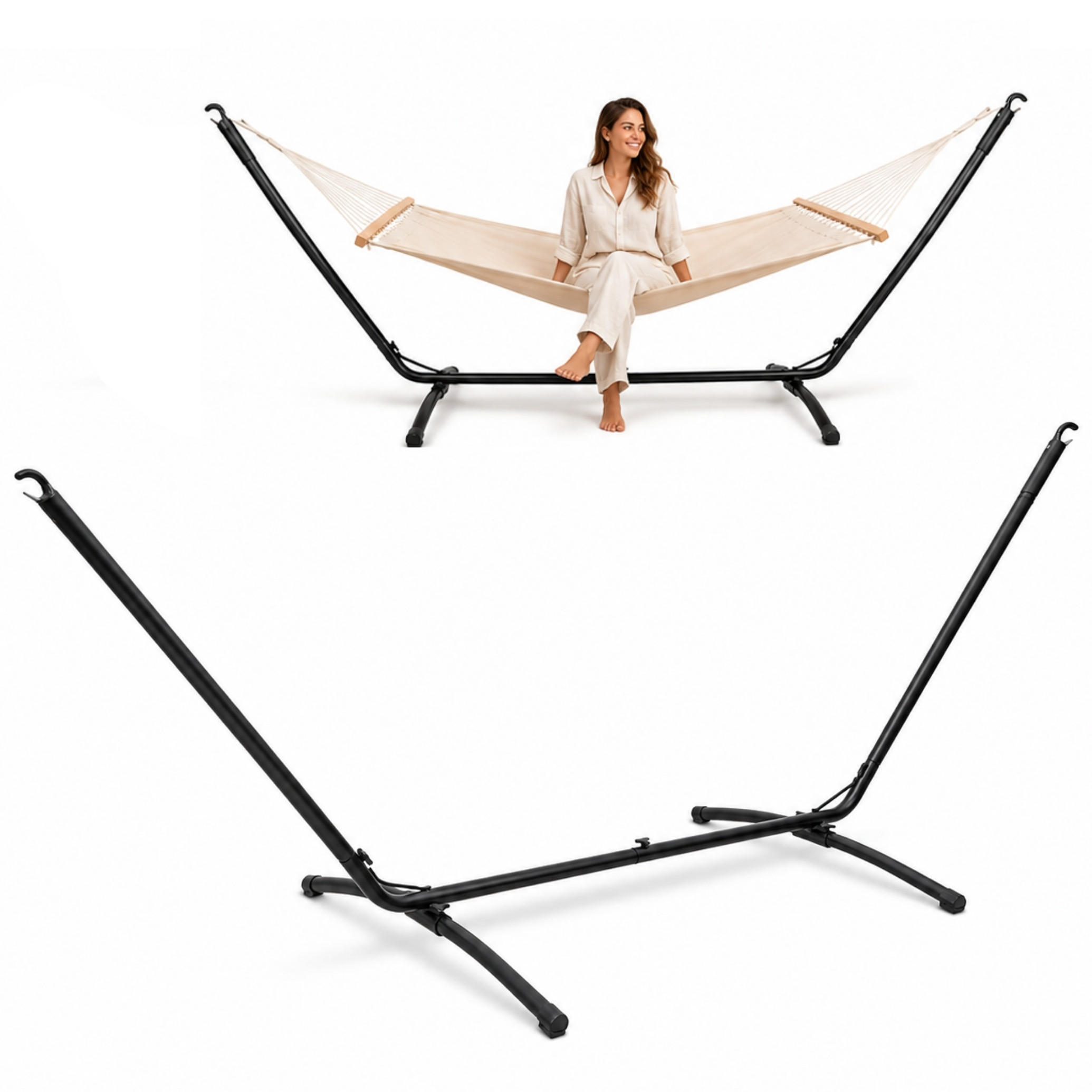 HÄNGEMATTENGESTELL bis 120kg, 310/100cm, schwarz - Schwarz, Metall (310/100/95cm) - Amanka