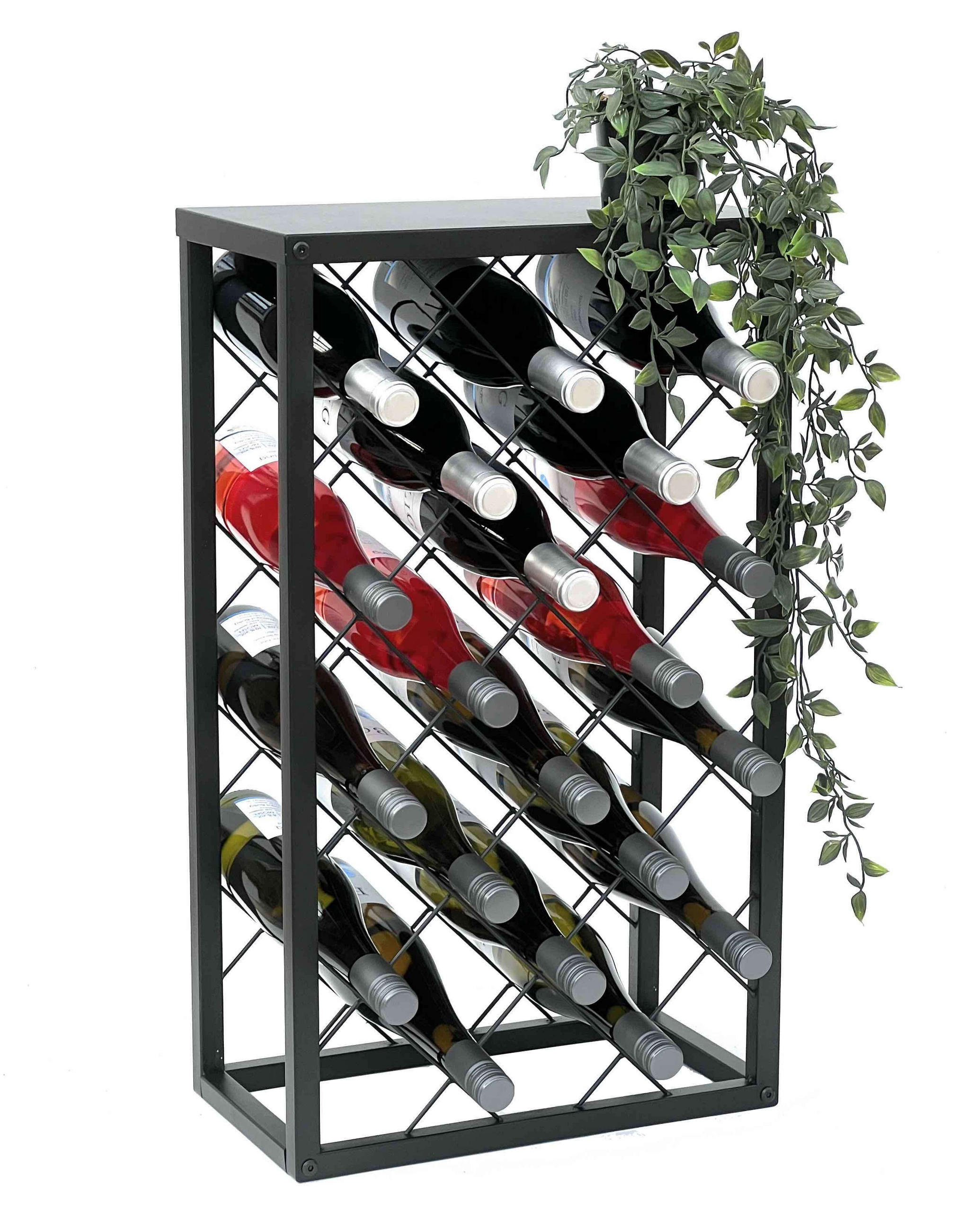 WEINREGAL für 20 Flaschen Metall Schwarz 68 cm - Schwarz, Metall (40/68/22cm) - DanDiBo