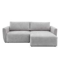 ECKSOFA BELLA L Rechts mit Schlaffunktion 140x205 Velours Hellgrau - Hellgrau/Schwarz, Holz/Kunststoff (165/230cm) - Muffo