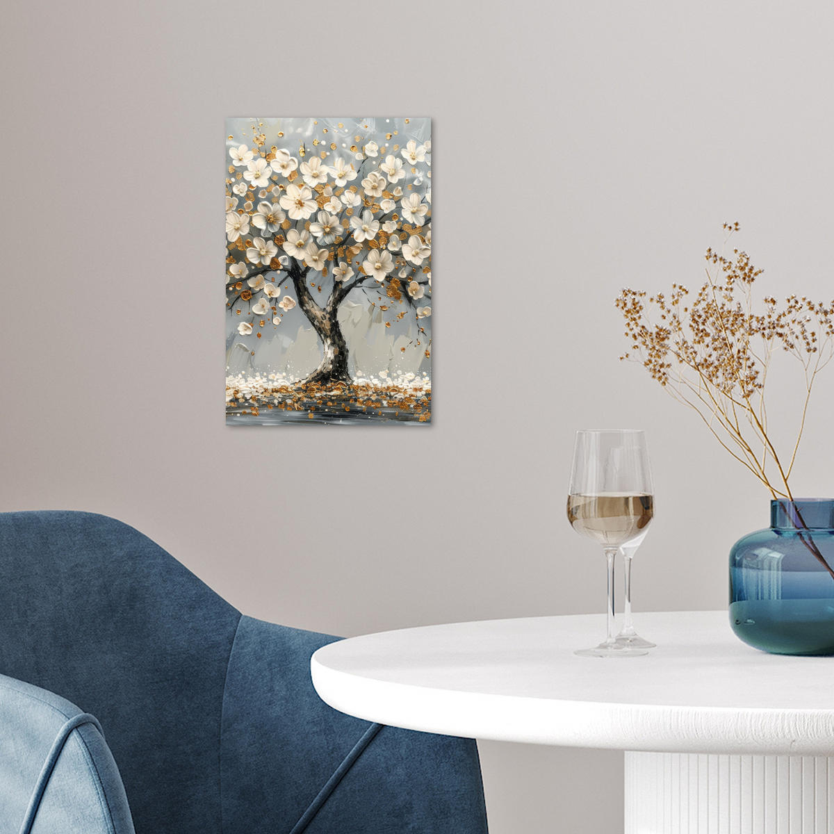 POSTER Baum - Blumen - Weiß - Natur - Kunst 20x30 cm - Weiß, Papier (20/30/0.1cm) - MuchoWow