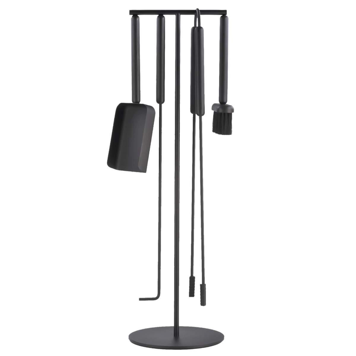 KAMINGARNITUR Ashi 5tlg schwarz Kaminbesteck Set - Schwarz, Metall (22/75/22cm) - Blomus