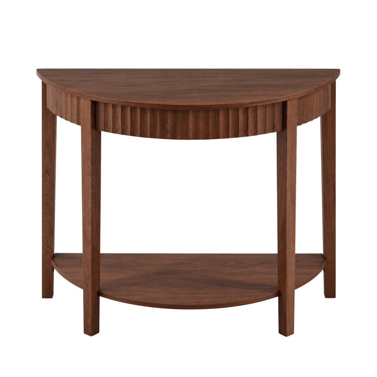 ABGERUNDETE Konsole mit Nussbaum-Optik und 2 Ebenen bologne 100/40/76 cm - Naturfarben, Holzwerkstoff (100/40/76cm) - Calicosy
