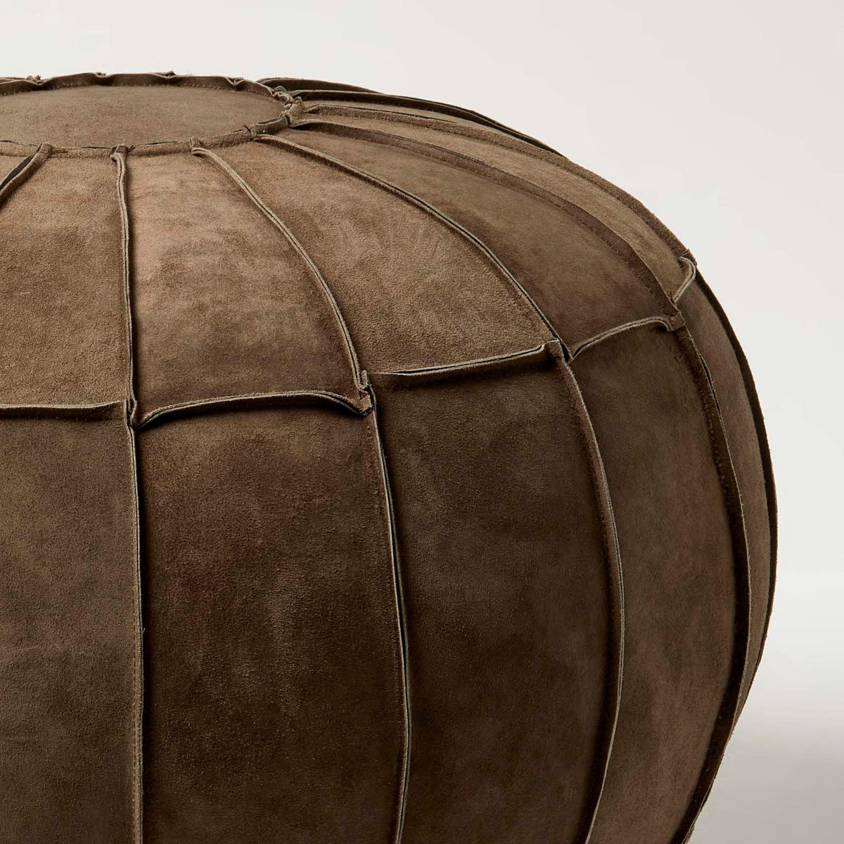 SITZPOUF rund aus Leder, 50/50/40 cm - Braun, Leder (50/40/50cm) - Homescapes