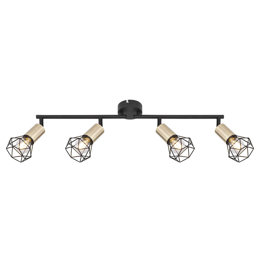 DECKENLEUCHTE Metall Schwarz Altmessing - Schwarz, Metall (60/8/19.5cm) - Globo Lighting