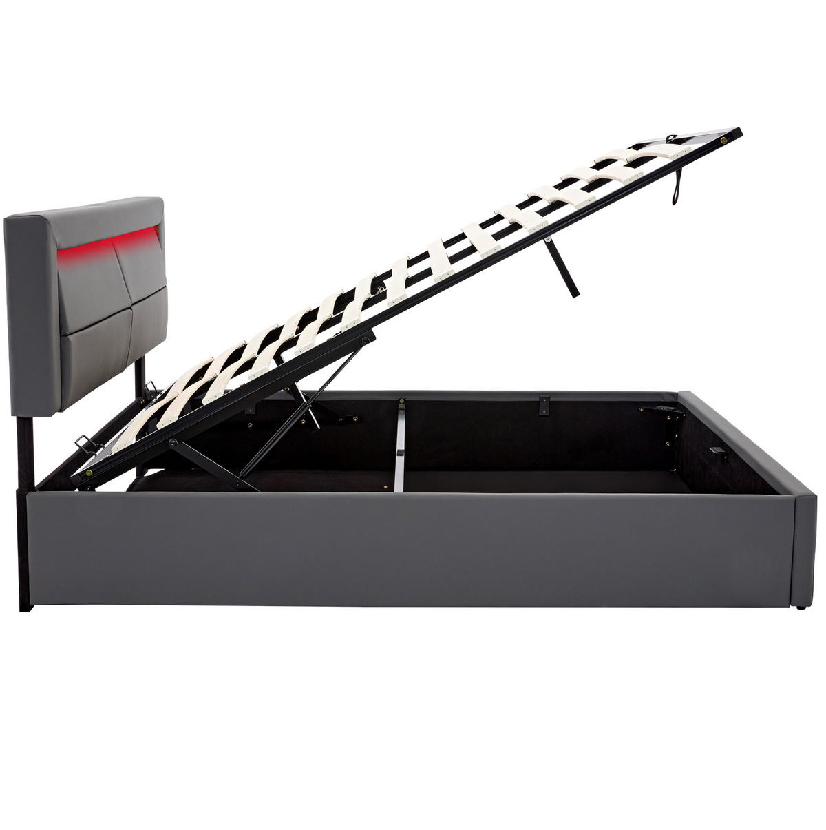 POLSTERBETT 160/200 cm Grau mit USB-Anschluss und LED-Beleuchtung - Grau, Kunststoff (160/200cm) - OKWISH