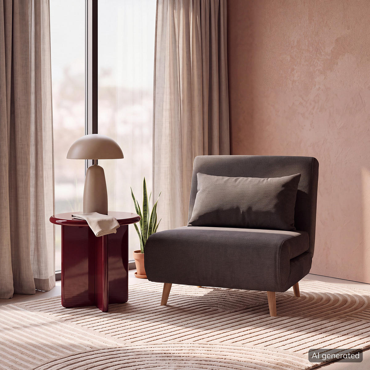 SCHLAFSESSEL - Textil / Teilmassivholz - Buchefarben/Grau, Holz/Buchenholz (77/81/90cm) - home24