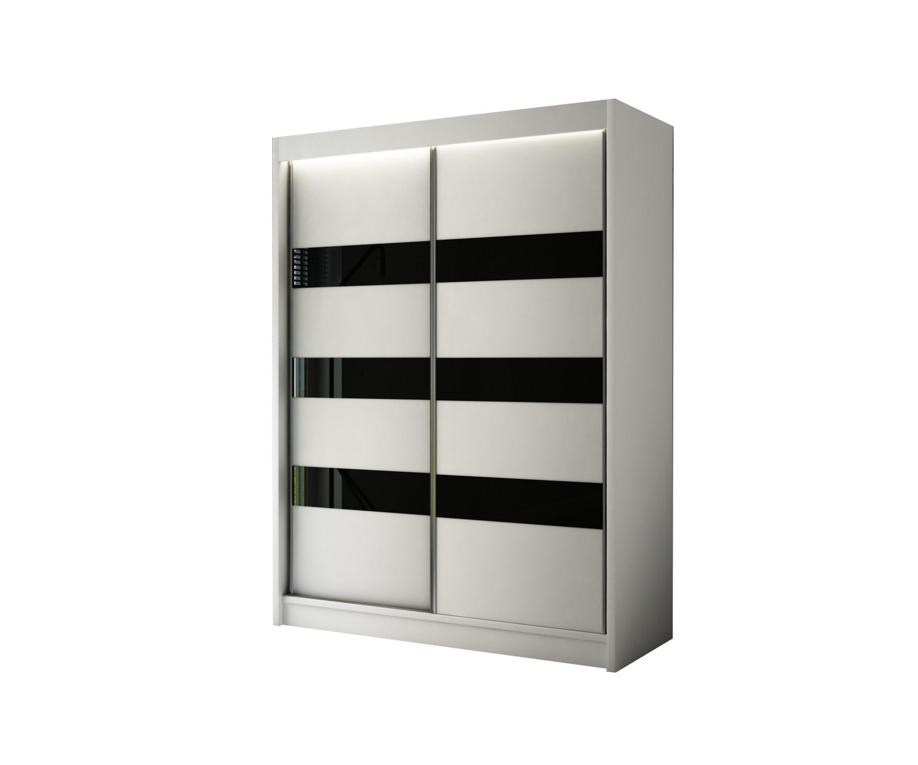 KLEIDERSCHRANK SOLTI - 150 cm - Weiß|Schwarz - Schwarz/Weiß, Holzwerkstoff (150/215/61cm) - ALTDECOR
