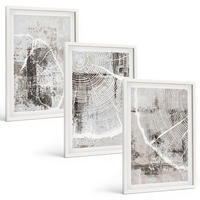 BILDER SET 3er Set - 40x60 cm Weißer Rahmen - Graue Holzmaserungsmuster - Weiß, Kunststoff (40/60cm) - TULUP