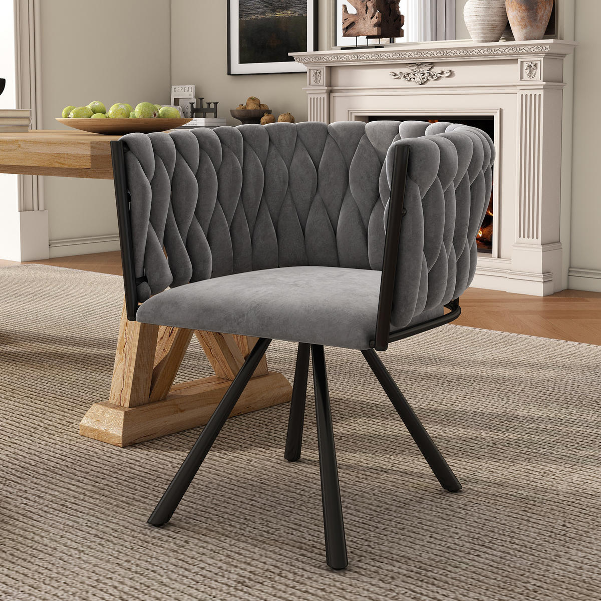 DREHSTUHL 2er-Set Grau mit 360°-Drehfunktion aus Samt - Grau, Textil (59/72/54cm) - MIVRAY