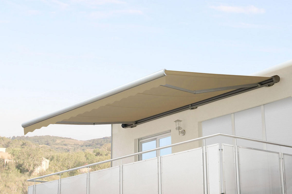 KASSETTEN-MARKISE MIT VOLANT Cremeweiß - Weiß, Textil (450/23/300cm) - MCW