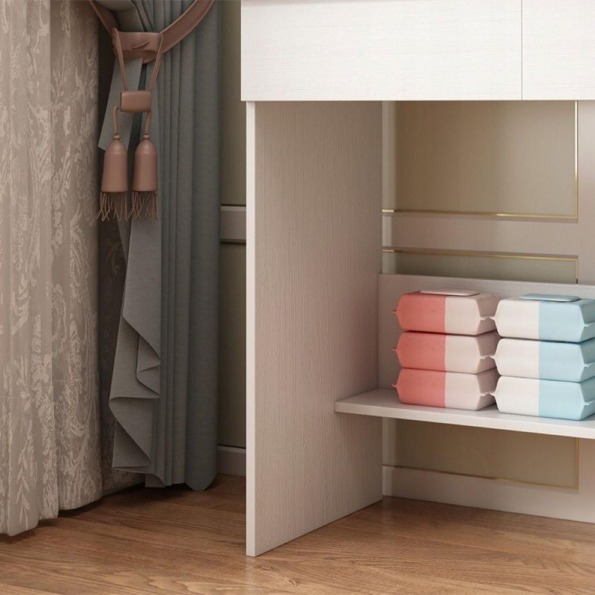 SCHMINKTISCH, weiß 45/90/146 cm - Weiß, Holzwerkstoff (102/11/74cm)