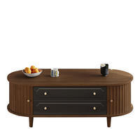 COUCHTISCH 100/50/36 cm in Walnussoptik mit 2 Schubladen und Rolltüren - Walnussfarben, Holzwerkstoff (100/50/36cm) - Flora Grace