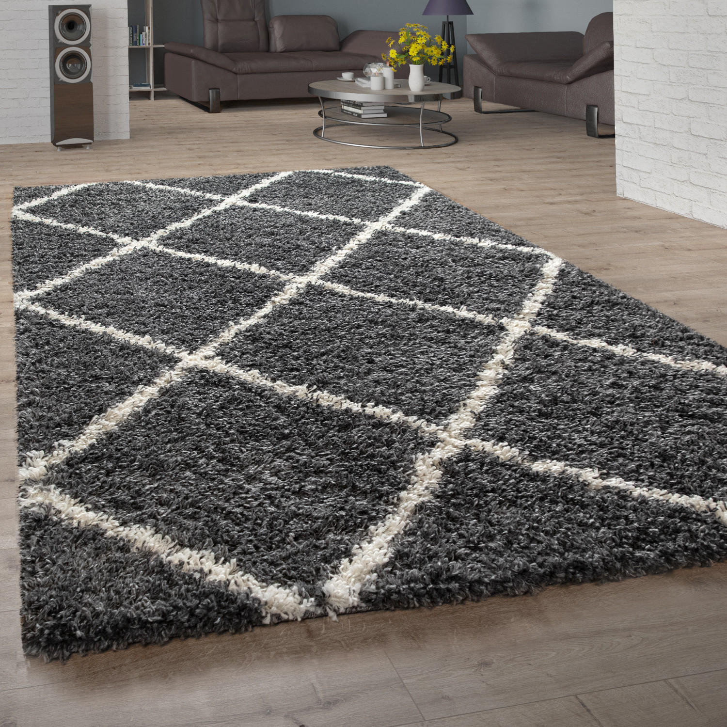 HOCHFLORTEPPICH 140/200 cm Kalmar 441 - Anthrazit, Textil (140/200cm) - Paco Home