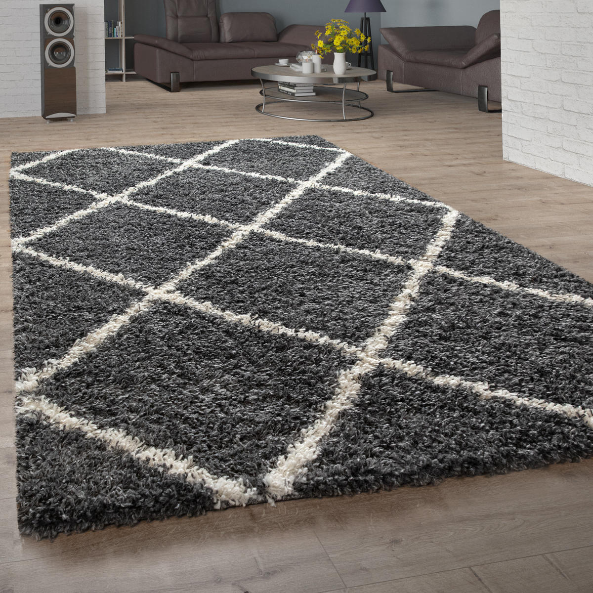 HOCHFLORTEPPICH 140/200 cm Kalmar 441 - Anthrazit, Textil (140/200cm) - Paco Home