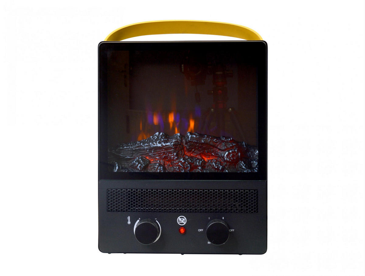 ELEKTROKAMIN Schwarz Bodenmodell mit integrierter Heizung 1500 W - Schwarz, Glas (29/38/16cm) - Purline