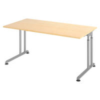 SCHREIBTISCH Serie-Z 80/160/74 cm in Ahornfarben/Silberfarben - Silberfarben/Ahornfarben, Holzwerkstoff (80/160/74cm) - bümö
