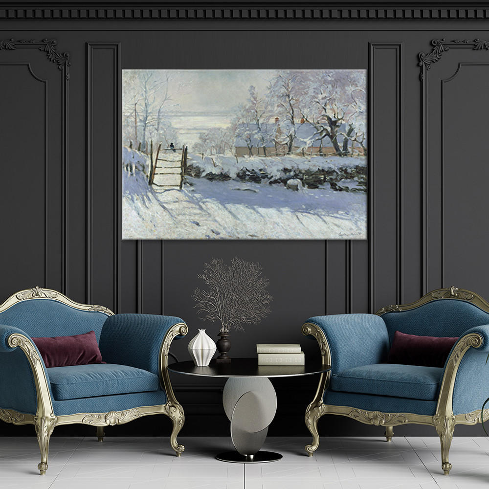 WANDBILD die elster claude monet - Multicolor, Textil (60/40cm) - Feeby