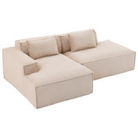 ECKSOFA DE-35208 mit 2 Kissen Khaki - Sandfarben, Textil (129/235cm) - ComfortXL