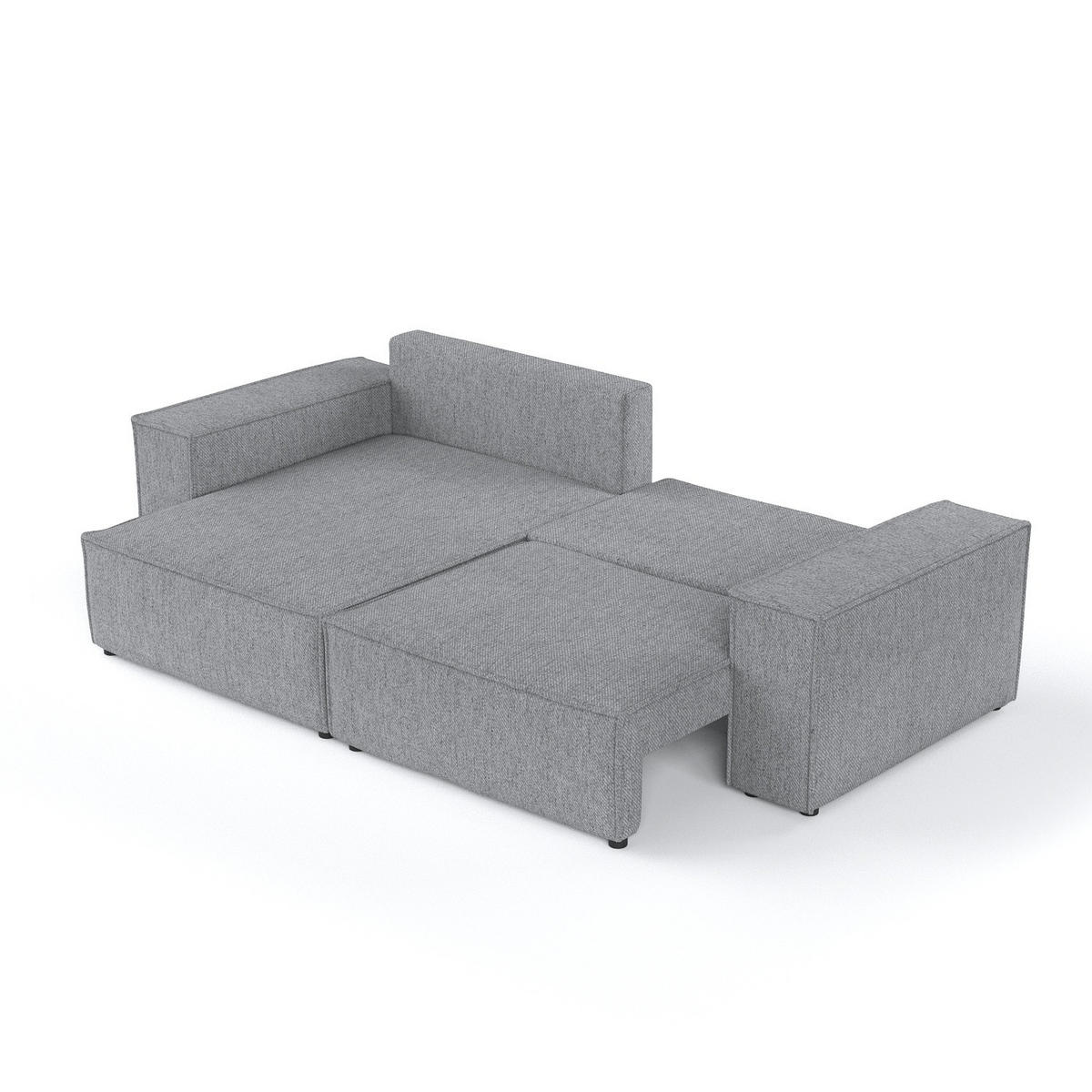 ECKSOFA CAVO mit Schlaffunktion Grau im Neve Stoff - Schwarz/Grau, Holz/Holzwerkstoff (255/148cm) - AltaBeds