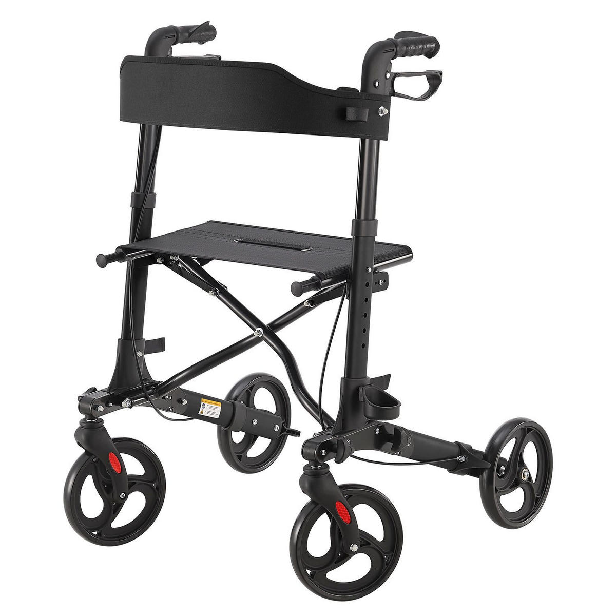 ROLLATOR Vital schwarz klappbar mit Sitzfläche & Einkaufstasche - Schwarz, Metall (63/80/68cm) - Juskys