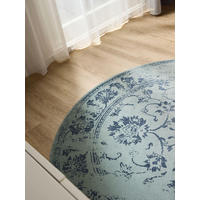 VINTAGE-TEPPICH Suki ø 160 cm rund - Türkis, Kunststoff (160/160cm) - benuta