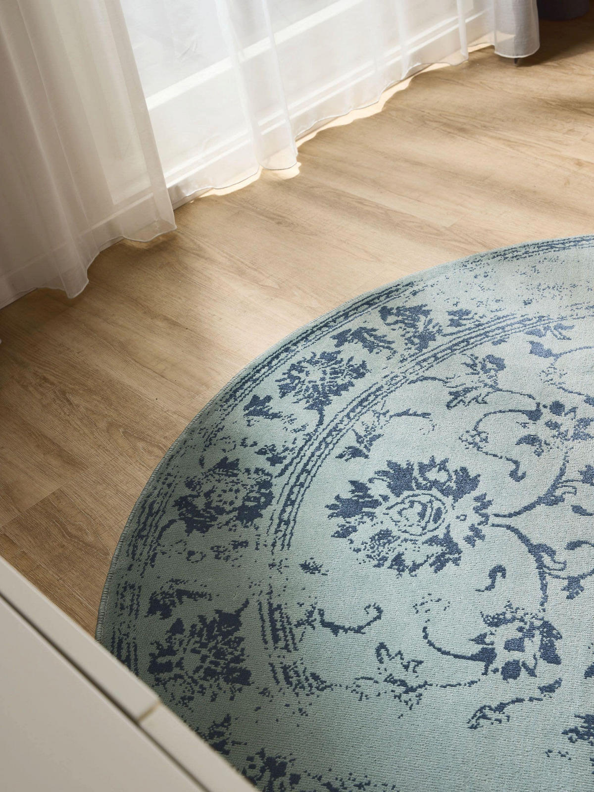 VINTAGE-TEPPICH Suki ø 120 cm rund - Türkis, Kunststoff (120/120cm) - benuta