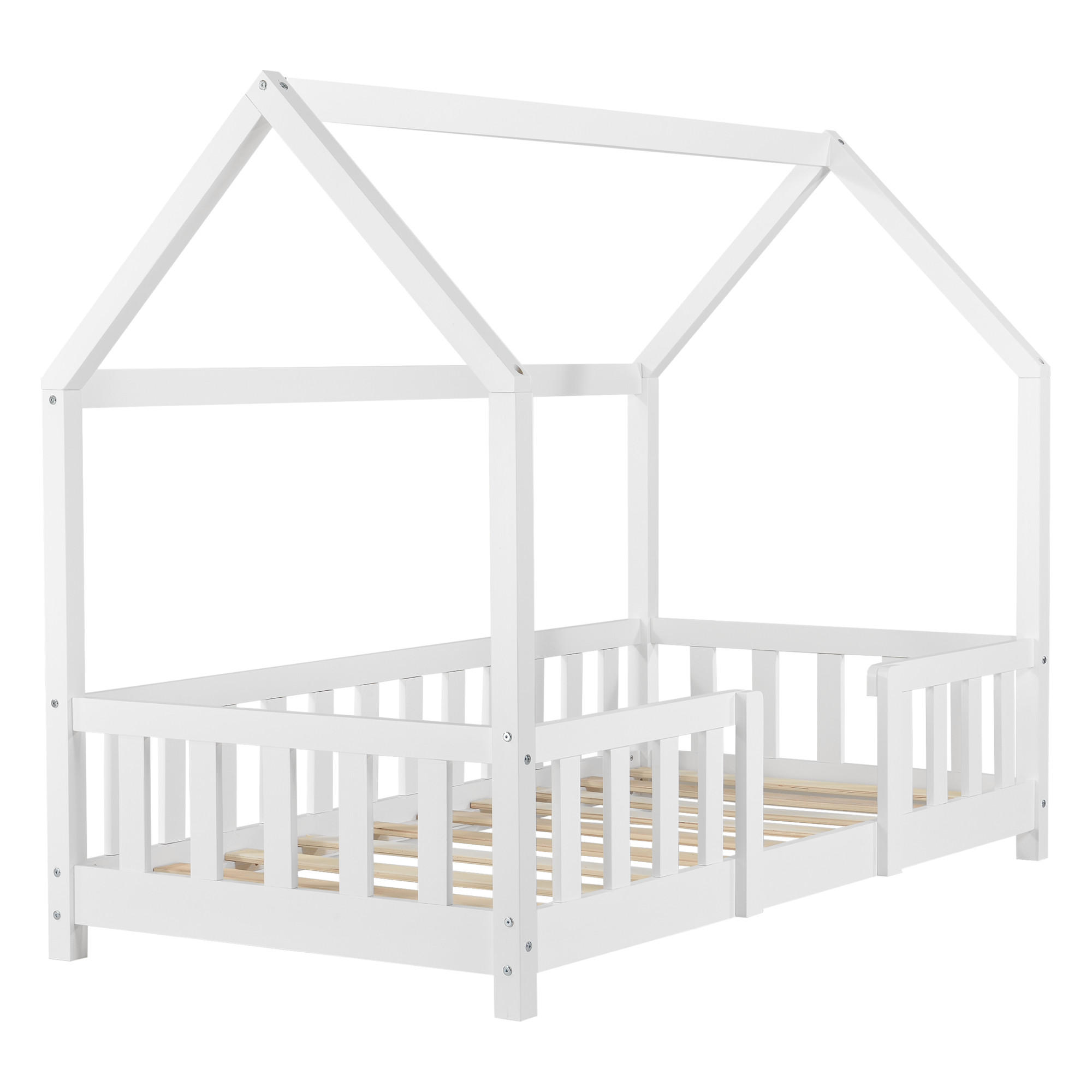 HAUSBETT Sisimiut - Weiß, Holz (70/140cm) - [en.casa]