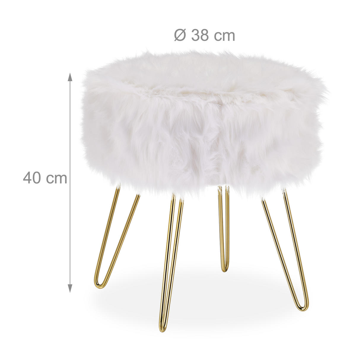 FELLHOCKER - Weiß, Holzwerkstoff/Textil (38/40/38cm) - Relaxdays
