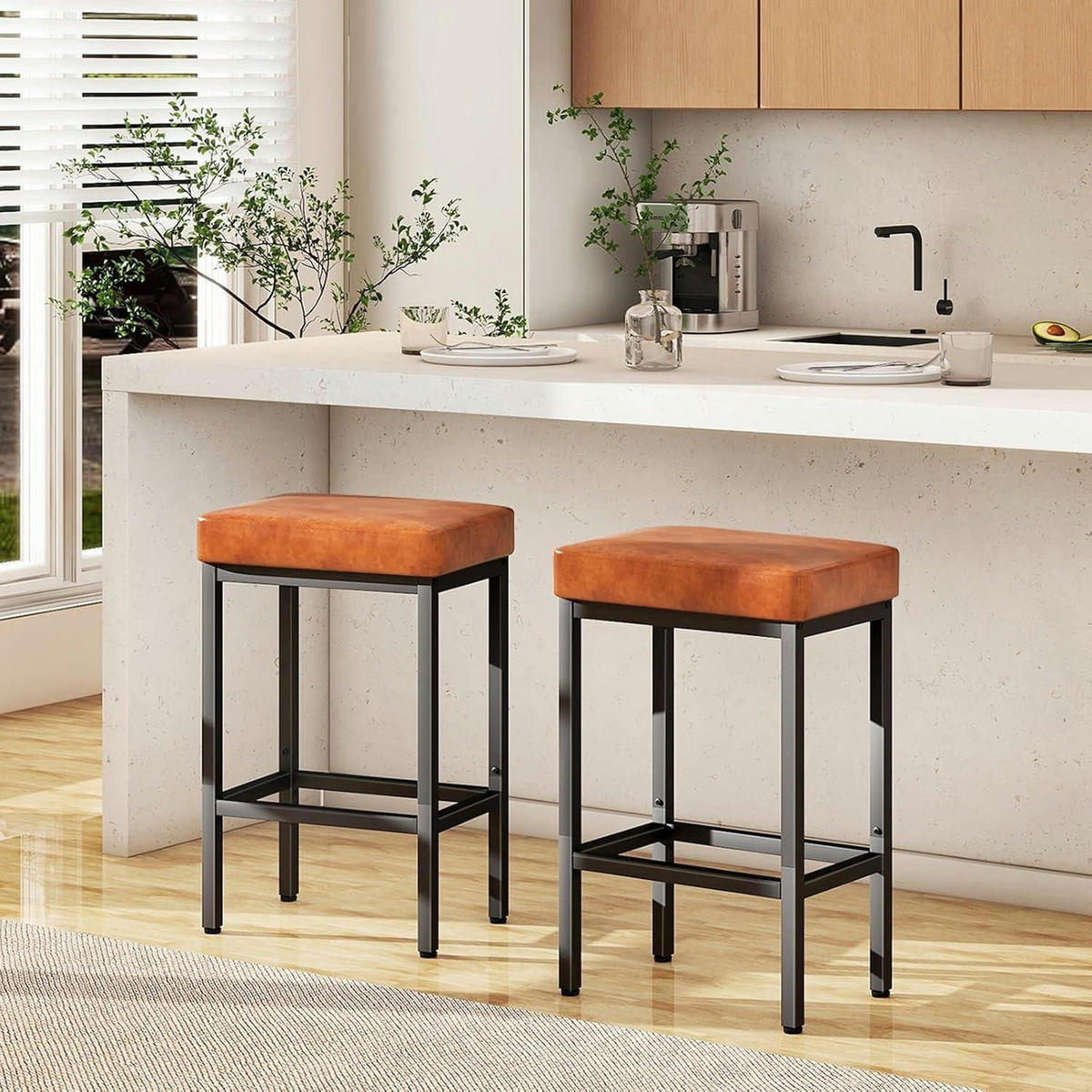BARHOCKER 2er Set Karamell Braun 66 cm - Braun, Kunststoff (42/66/29cm)