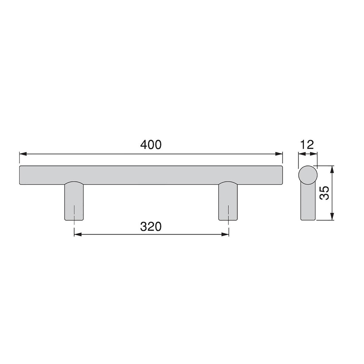 MÖBELGRIFF Orlando, L400mm, 320mm Achsenabstand, Stahl, Nickel satiniert - Silberfarben, Metall (1.2/4/40cm) - EMUCA