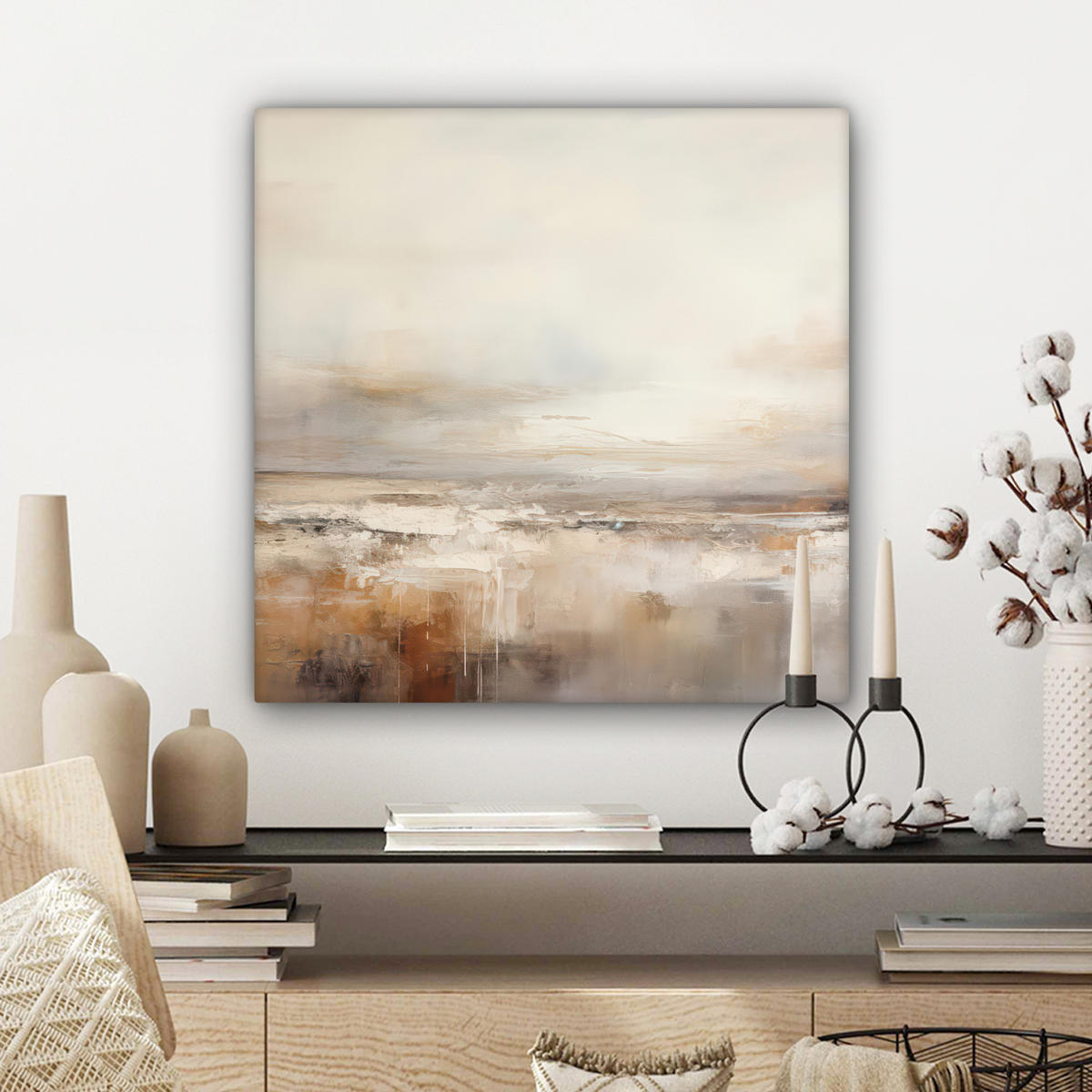 LEINWANDBILD - Kunst - Industriell - Grau - Braun - Abstrakt - 50x50 - Room Decor - Sandfarben, Textil (50/50cm) - MuchoWow