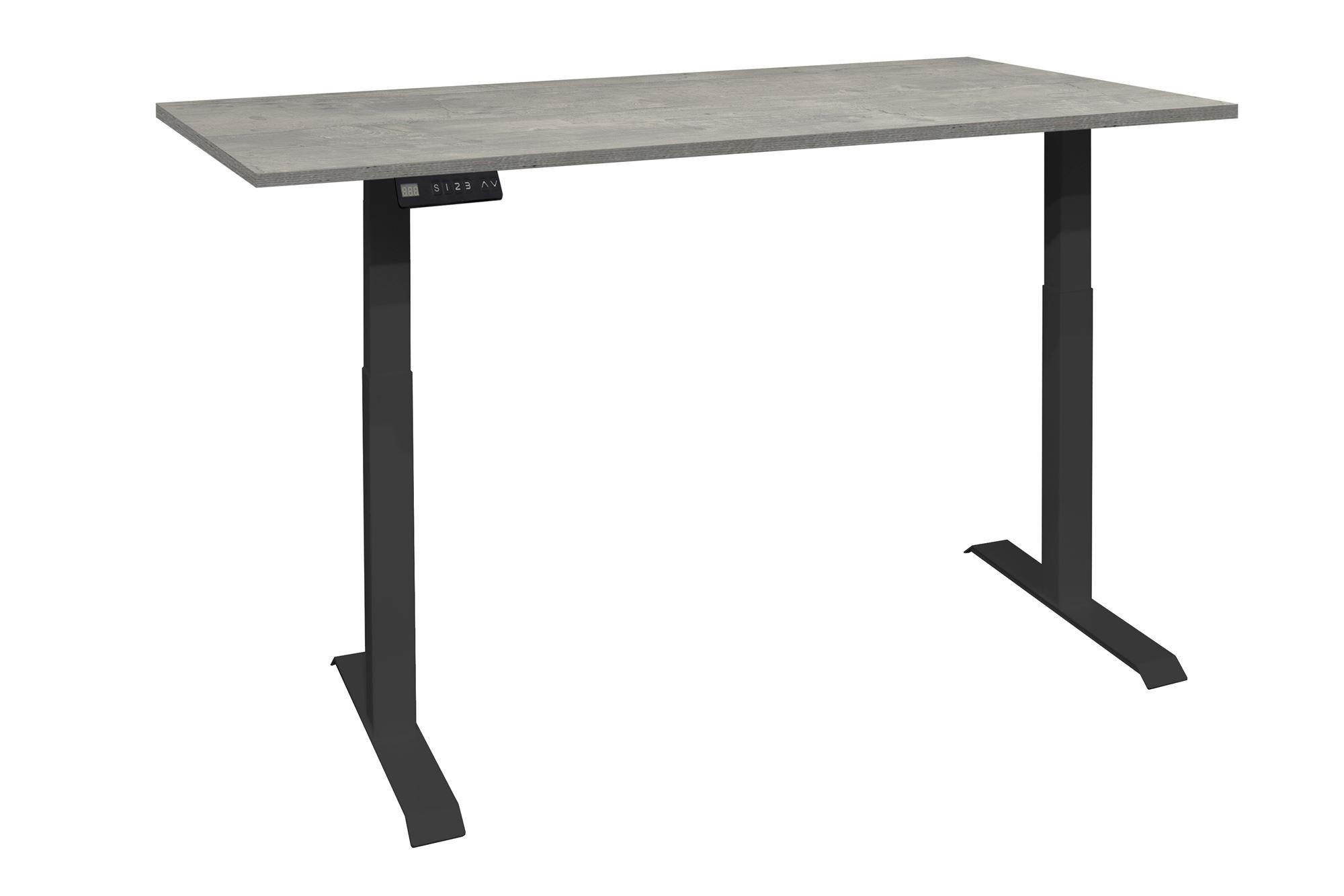 SCHREIBTISCH höhenverstellbar elektrisch Editha 160x70 schwarz/beton - Hellgrau, Holz (160/70/73cm) - 58aufmkessel