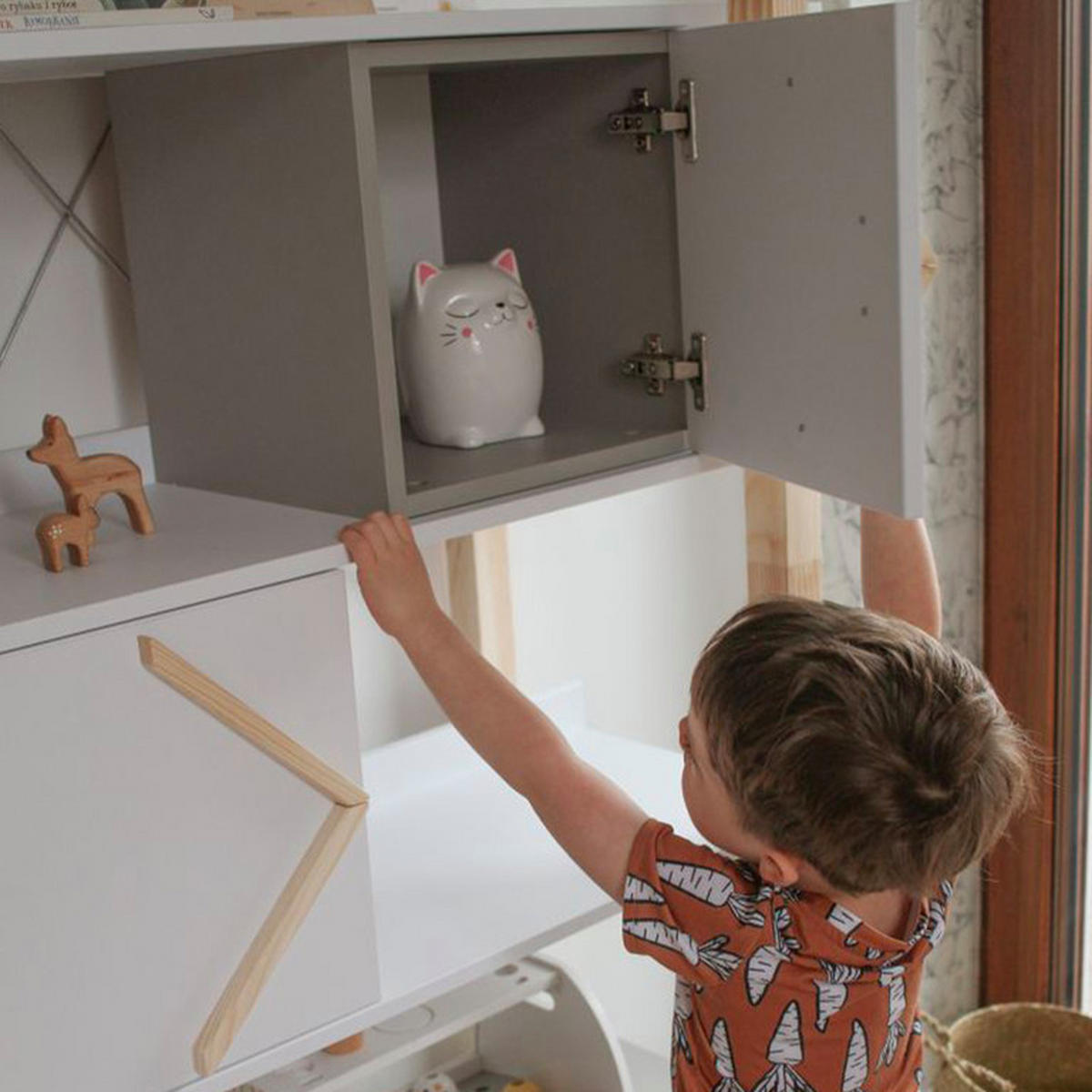 KNIHOVNA Bílá a šedá - bílá, kompozitní dřevo (100/190/44cm) - Petits-meubles