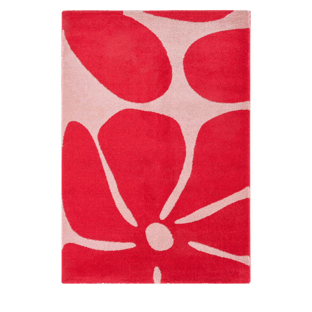 VINTAGE-TEPPICH mit Blumenmuster - Pop - 120 cm x 160 cm - Rot, Kunststoff (120/160cm) - Drawer