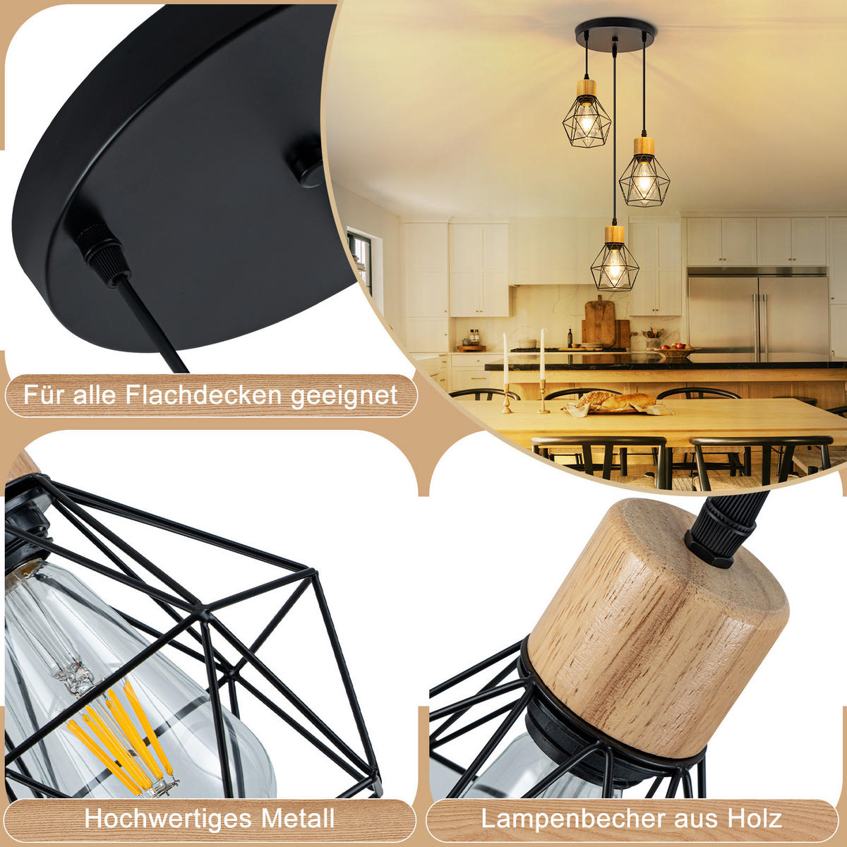 PENDELLEUCHTE Delphine 24/15/146 cm - Schwarz, Metall (24/15/146cm) - ZMH