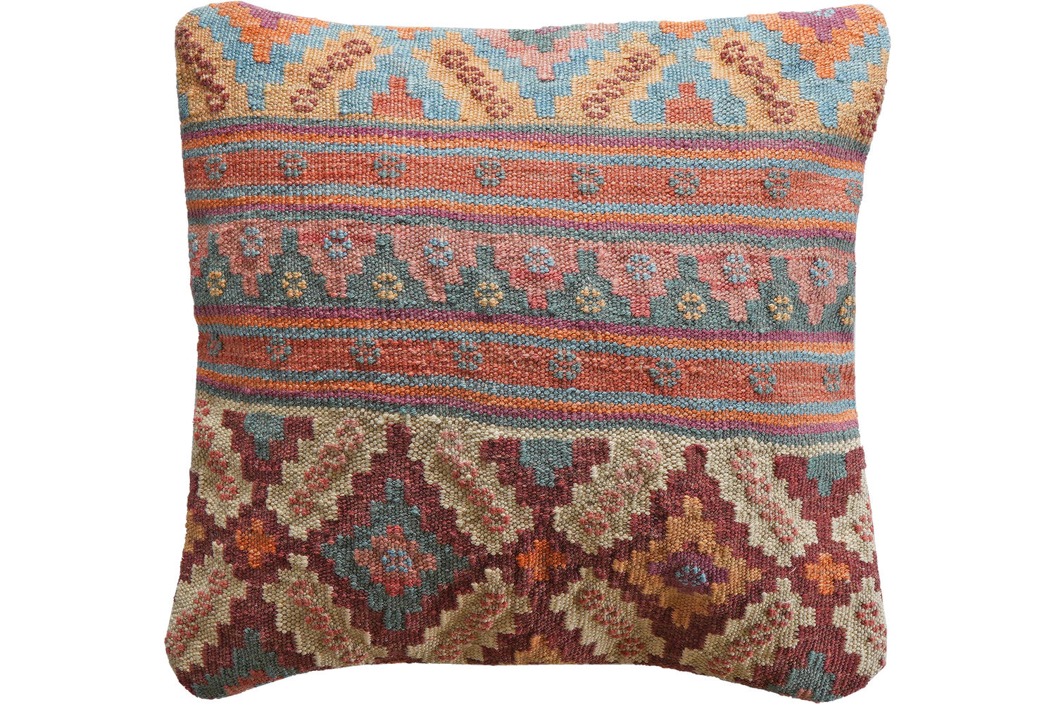 KISSEN Kelim Bunt 50/50 cm Schurwolle - Multicolor, Textil (50/50cm) - Looma