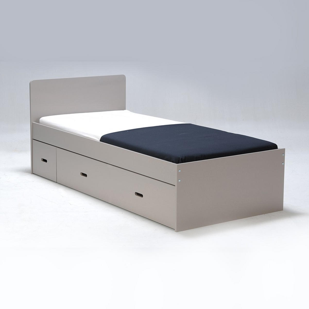 BETT ZENIA mit Nachttisch Schublade / Bett 90x190 - Grau - Grau, Holzwerkstoff (90/190cm) - Weber Industries