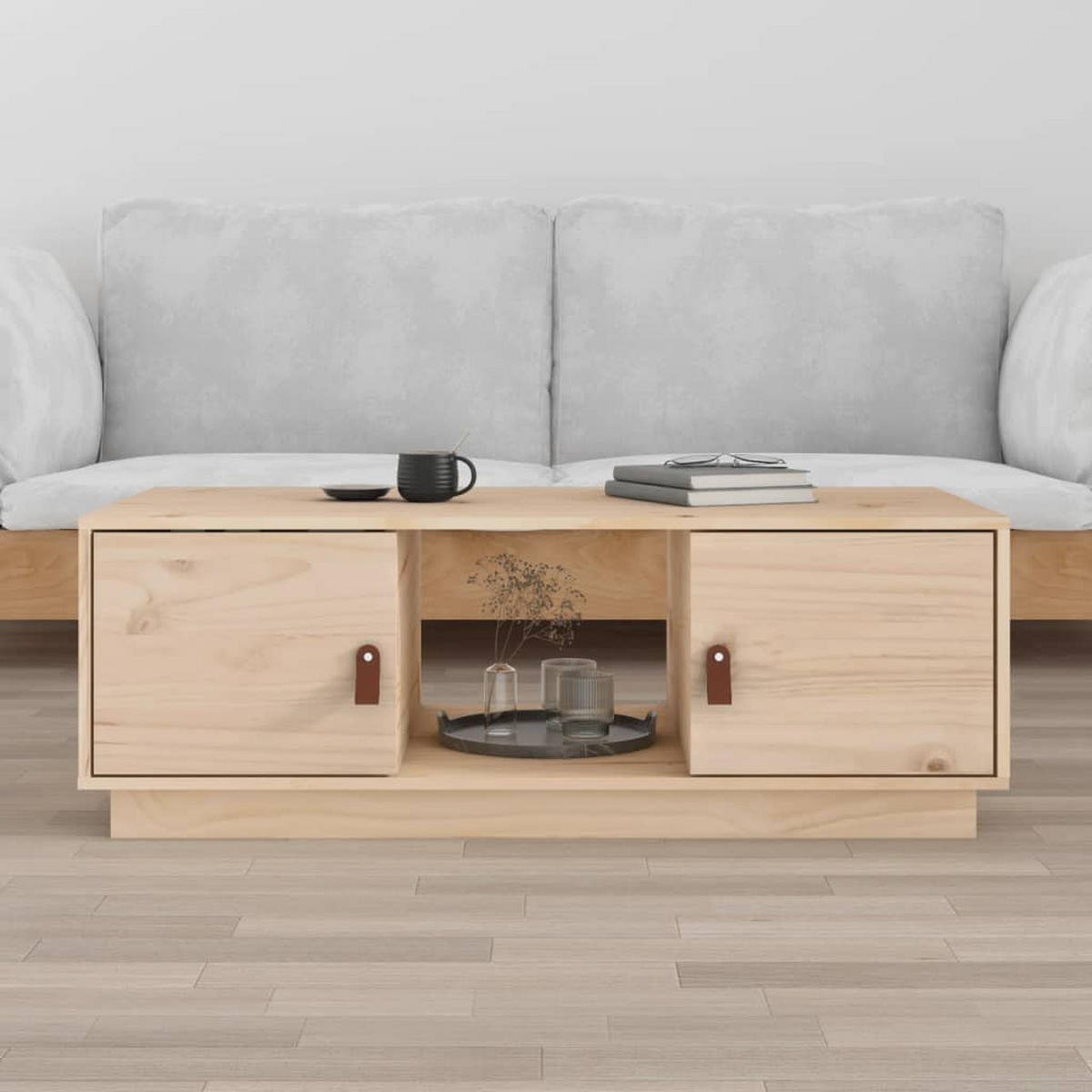 COUCHTISCH 100x50x35 cm Massivholz Kiefer - Hellbraun, Holz (100/50/35cm) - furnicato