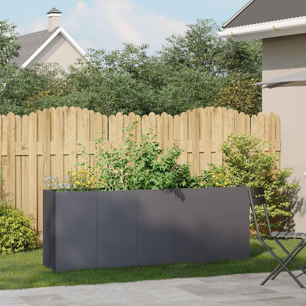 PFLANZKÜBEL Anthrazit 200/40/80 Cm Kaltgewalzter Stahl - Anthrazit, Metall (200/80/40cm) - vidaXL